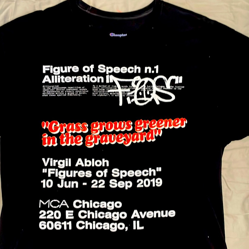 Tshirt from Virgil Abloh “Off White” exhibit at the Chicago Museum of Art.